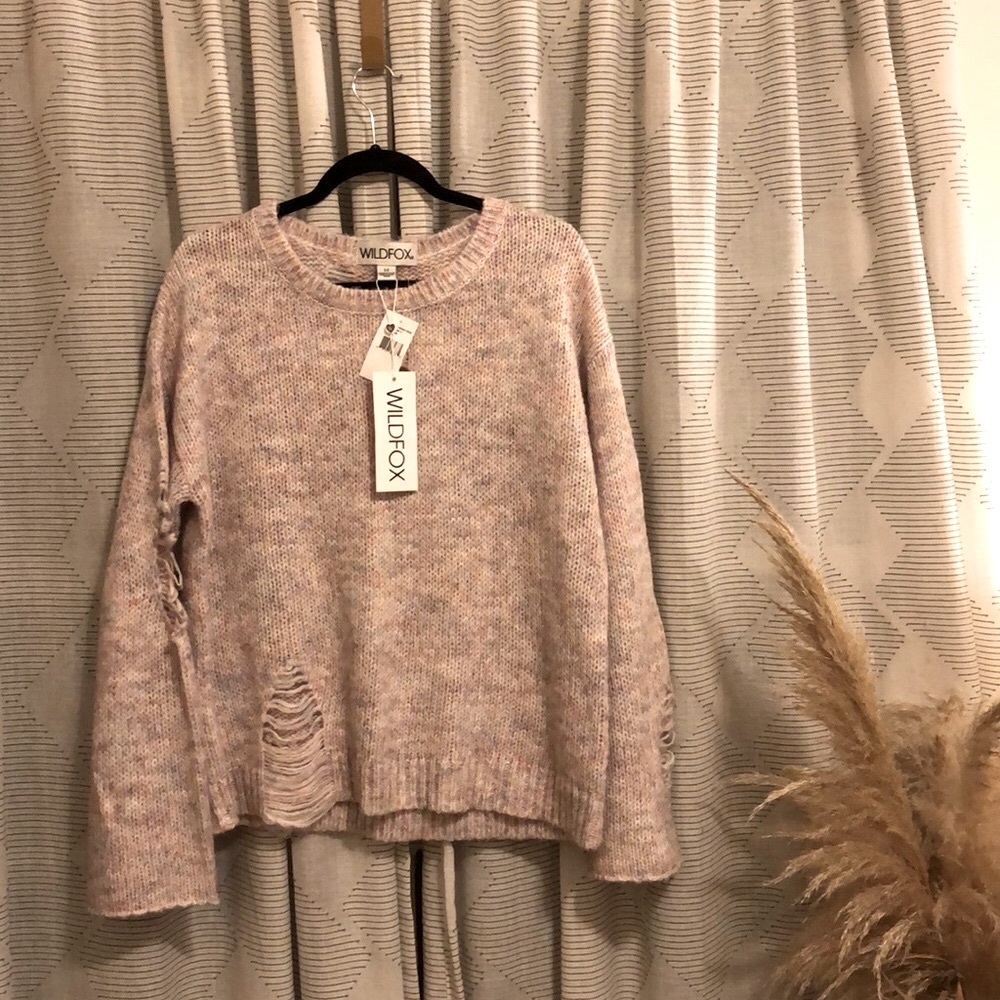 NWT Wildfox Chunky Knit Sweater, Pink Grey Sparkle